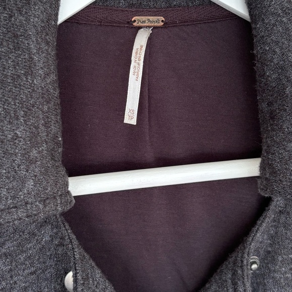 Free People Gray Linen Blend Slouchy Fit Pea Coat XS - Picture 4 of 9